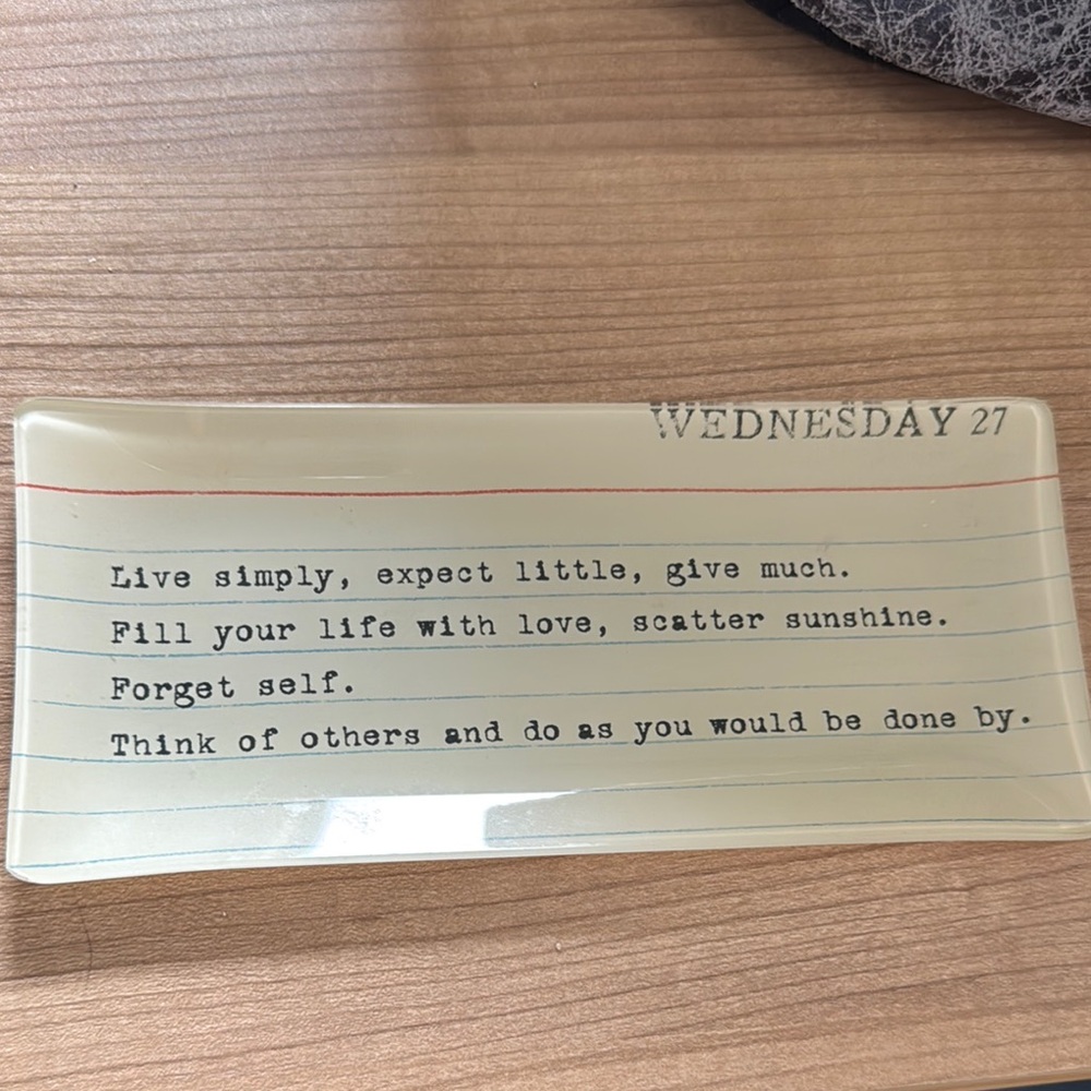 Inspirational Glass Tray with Quotes